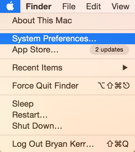 Mac OS X Apple Menu System Preferences